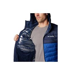 GIACCA IMBOTTITA CON CAPPUCCIO POWDER LITE DA UOMO MOUNTAIN BLUE COLLEGIATE NAVY